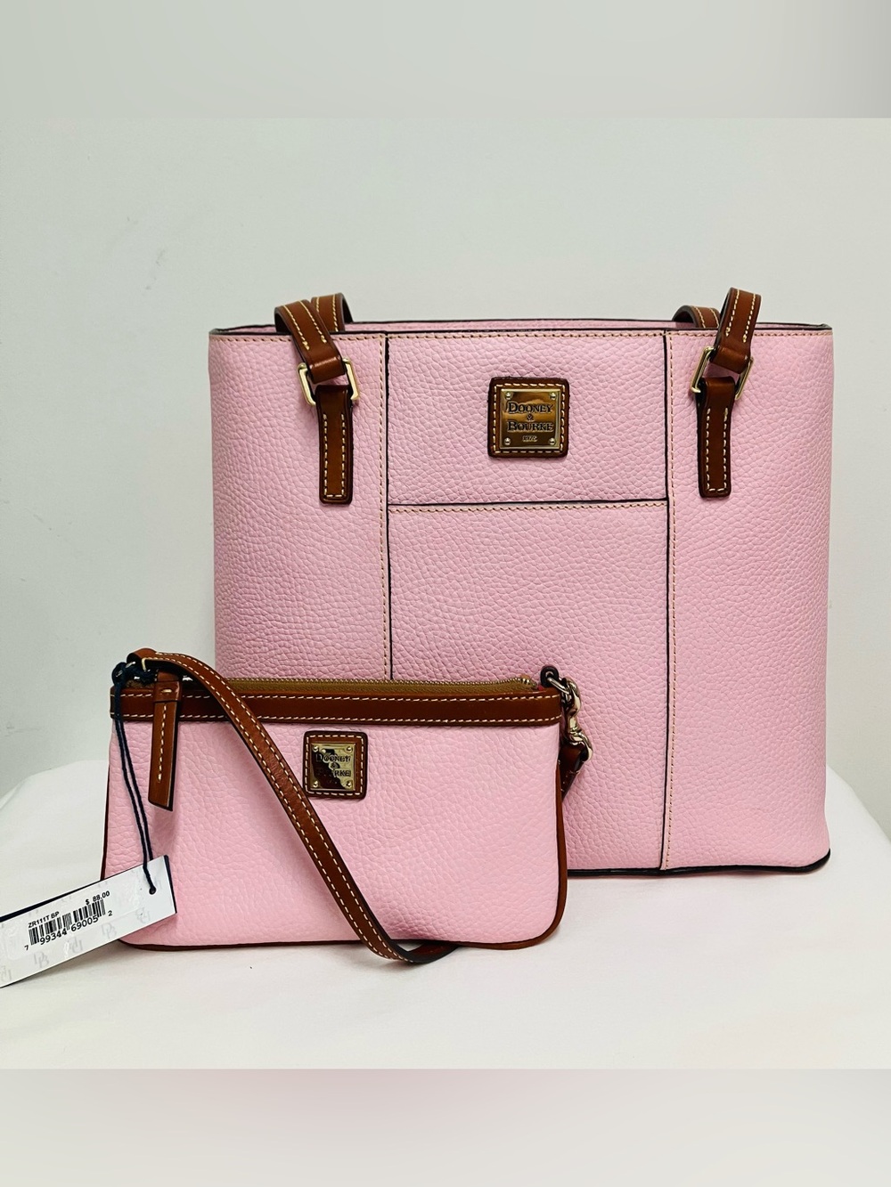 Dooney & Bourke Pebble Leather Lexington Tote & Matching Wristlet BABY PINK SET